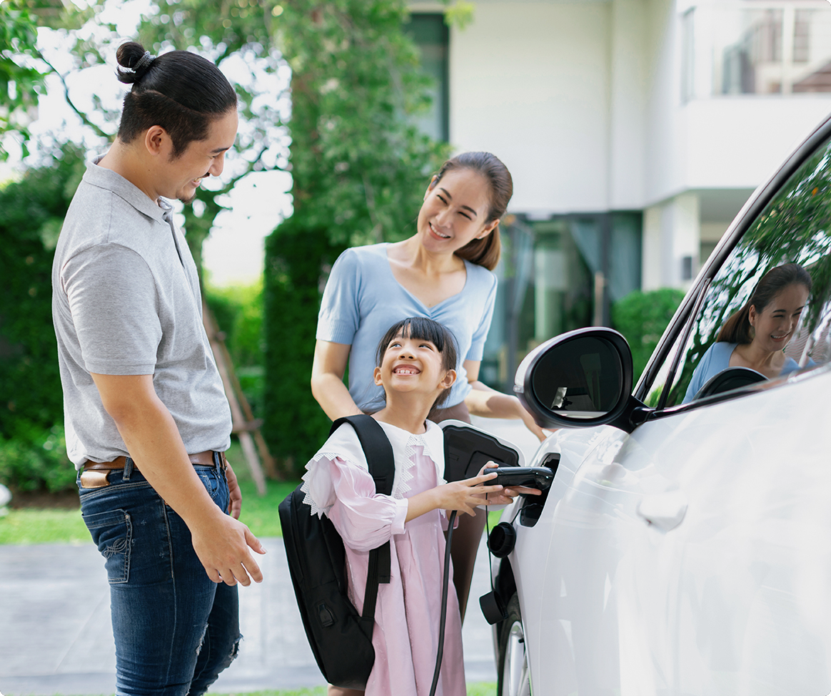 vehículo eléctrico con una familia