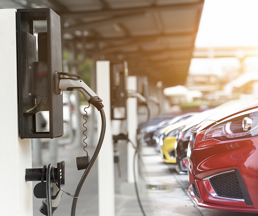 electric vehicle chargings in the parking lot